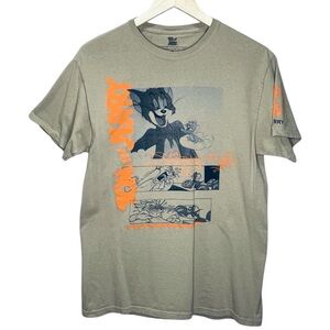 Tom and Jerry Graphic T-Shirt Tan Size M Crew Neck Short Sleeve